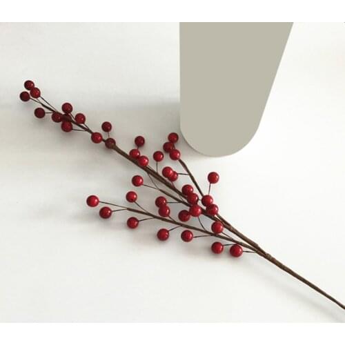 Single Red Berry DIY Christmas Decorations For Home Wedding Party Decoration Artificial Flower Berry Fake Flower Branch