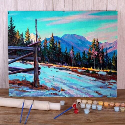 Landscape Winter DIY Paint By Numbers Kit Oil Paints 40*50 Canvas Painting Home Decor Crafts Adults Handiwork Wholesale