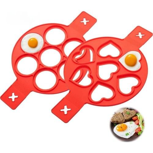 Food Grade 7-hole Silicone Cake Mold Silicone Omelette Nonstick Pancake Molds Ring Reusable Pancake Maker Egg Ring Baking Tools