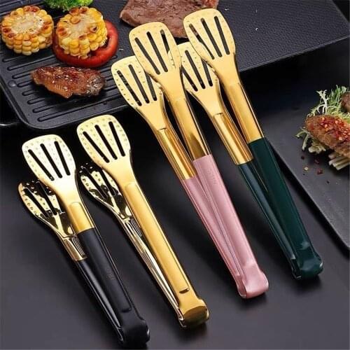 9/12 Inches Stainless Steel Food Three-line Thick Bread Barbecue Steak Tongs Baking Kitchen Accessories Cooking Utensils