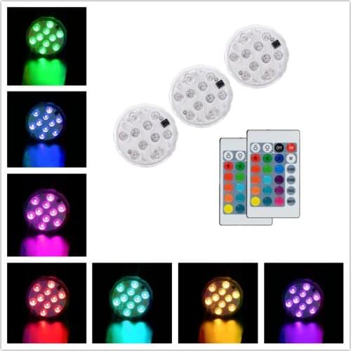 10 Led Pool Light Remote Controlled RGB Submersible Led Underwater Night Lamp Outdoor Vase Bowl Garden Pool Party Decoration