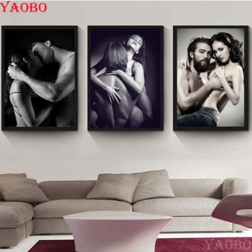 Full Square Round DIY Diamond Embroidery 3pcs Sweet couple 5D Diamond Painting Rhinestone Mosaic painting for Bedroom decoration