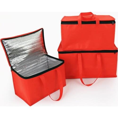 Portable Insulated Bag Cooler Bag Insulation Red Folding Outdoor Picnic Ice Pack Food Thermal Bag Food Delivery Bag Pizza Bags