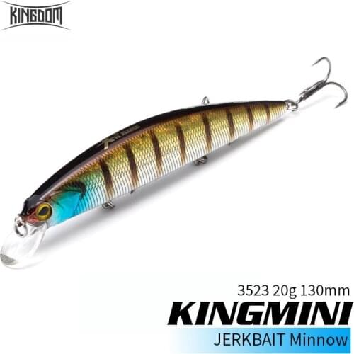 KINGDOM 3523 20g 130mm Jerkbait Minnow 0.8-1.5m Action Suspending Minnow Floating Saltwater Fishing Lure Bass Pike Baits Lure