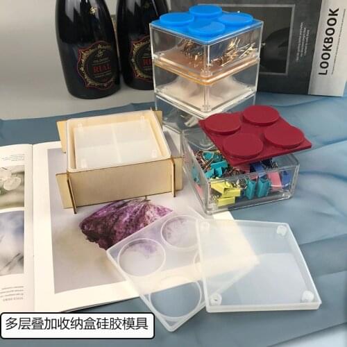 DIY Handmade Crystal Epoxy Silicone Mold Multi-layer Storage Box Jewelry Box Silicone Mold Set Swing Table Mold For Resin