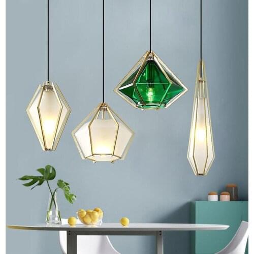 Nordic LED Diamond Creative Pendant light Modern Cafe Restaurant hanging lighting Living Room Personality Glass Bar Pendant Lamp