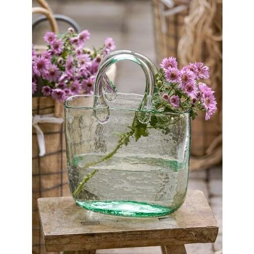 Glass Nordic Minimalist Vase Transparent Portable for Flowers Tabletop Vase Hydroponics Arredamento Casa Table Decor EL50VA