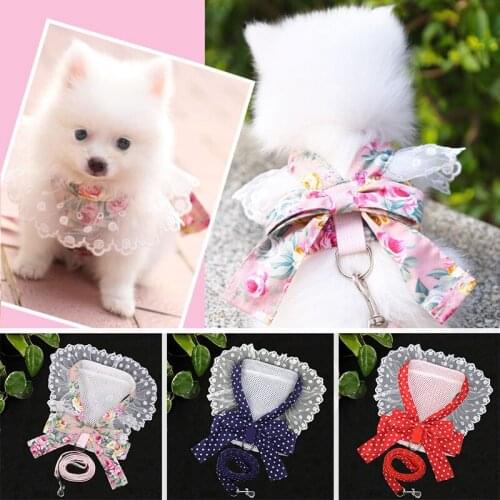 Dogs Cats Pet Supplies Leashes Bow Chest Straps for Walking the Dog Soft and Breathable Easy to Clean Collars, Harnesses Leads
