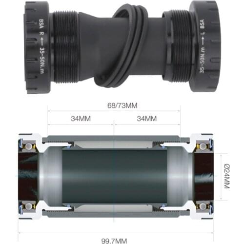 Bike Bicycle Bb Shaft Ceramic Center Shaft Screw-In Thread Cylinder Center Shaft Bottom Bracket MTB Hollow Stem Mountain