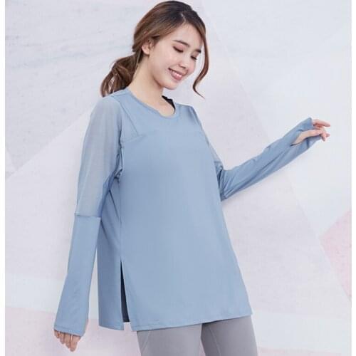 Willarde Loose Yoga Shirts Women Mesh Long SLeeve Tops Quick Dry Jogging Workout T-shirts