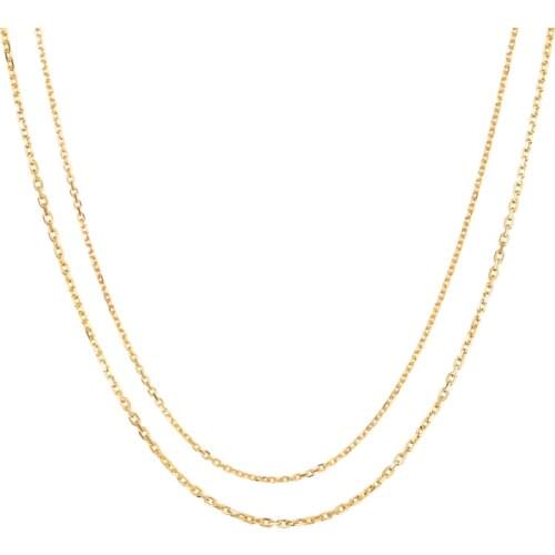 14K Solid Gold jewelry real yellow pure gold cross diamond cut chain necklace for woman
