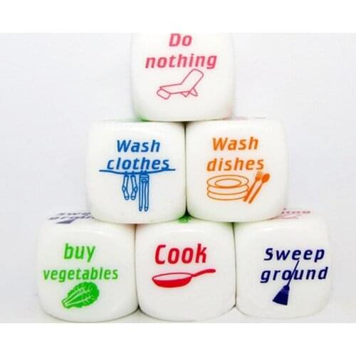 1Pcs x 6 Side Funny Couples Families Housework Distribution Party Drink Decider Dice Game BM88