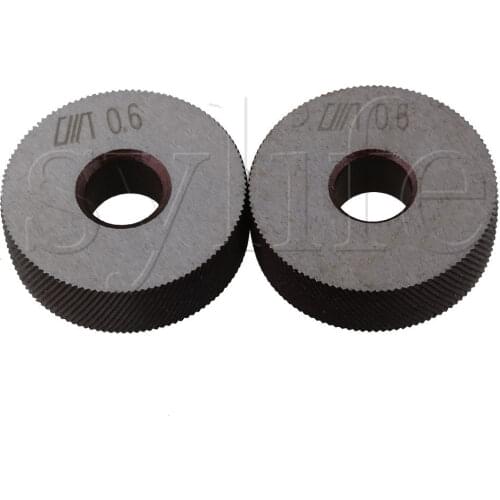 2PCS Knurling Tool Silver Diagonal Wheel Linear Knurl 0.6mm Pitch 26x8x8mm