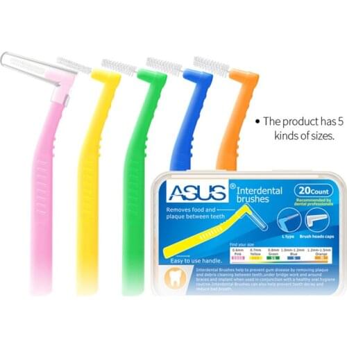 20pcs 0.6-1.5 mm Adults Interdental Brush Clean Between Teeth Floss Toothpick Oral Care Tool Dental Orthodontic