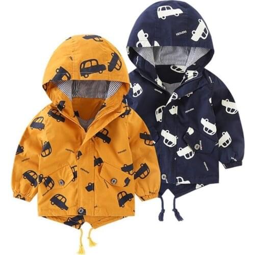 2021 Spring Autumn Boys Jackets Hooded Zipper Windbreaker Baby Fashion Print Coats Kids Hoodies Outerwear Children Clothes