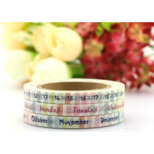 3PCS New Weekly Planner DIY Washi Paper Sticker Tape Date Scrapbooking date Masking Tape Home Decoration TAPE