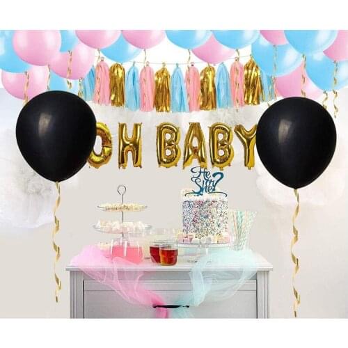 36inch Black Boy Or Girl Surprise Balloon Gender Reveal Party Latex Balloons Decorations Blue Pink Confetti Baby Shower Supplies