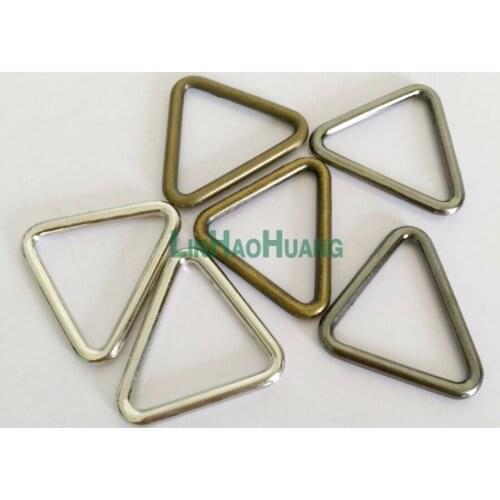 50pcs/Lot Nickle/Black /Bronze 25mm Triangles Metal Buckle Handbag Belt Single Ring Leather Bag DIY Accessories Thickness 3mm