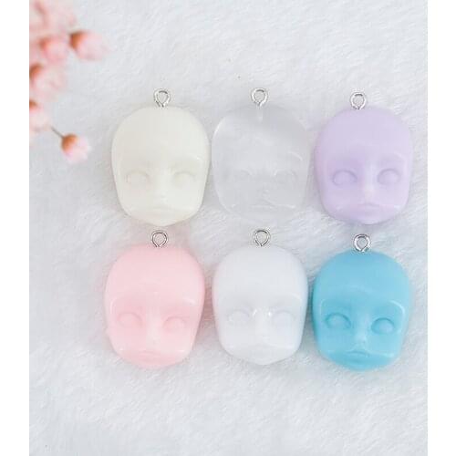6pcs 26mm*22mm Multicolor Resin Flatback Baby Face For Necklace Keychain Pendant DIY Making Accessories