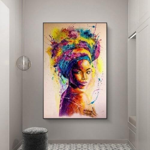 African Art Abstract African Girl Canvas Paintings On The Wall Art Pictures Woman Portrait Posters And Prints Home Wall Decor