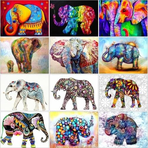 AZQSD Diamond Painting Elephant Cross Stitch Kits 5D Picture Of Rhinestones Diamond Embroidery Animal Mosaic Home Decor Gift