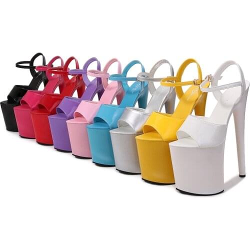 Big Size 34-45 Summer Transparent Slipper 20cm Super High Heels Sexy Nightclub Party Slippers Female Platform Pole Dance Sandals