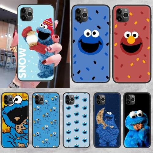 Cartoon cookie monster Phone Case Cover Hull For iphone 5 5s se 2 6 6s 7 8 12 mini plus X XS XR 11 PRO MAX black luxury back art
