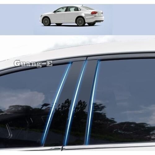 For VW Volkswagen Passat 2011 2012-2018 Car PC Material Pillar Post Cover Door Trim Window Piano Black Molding Sticker Plate