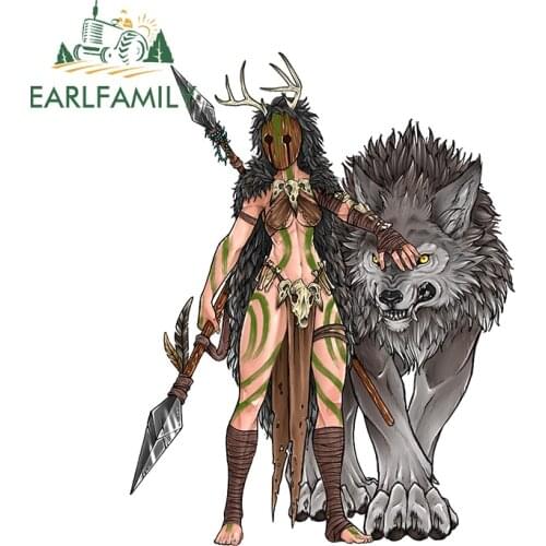 EARLFAMILY 13cm x 10.2cm for Female Barbarian Car Stickers Cartoon Vinyl Personality Decal Car Assessoires Skateboard Waterproof