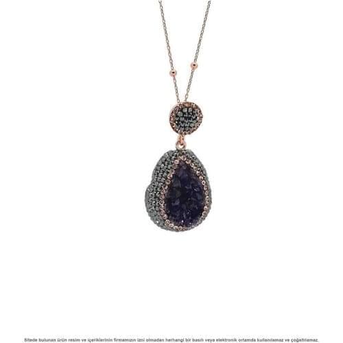 Purple Amethyst Natural Stone Silver Women Necklace Midyat Silver