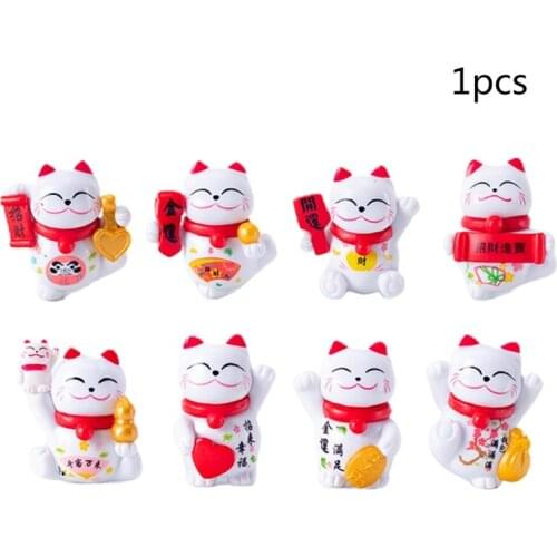 H55A Lucky Wealth Cat Model Animal Figurine Micro Landscape Fairy Garden Home Decor