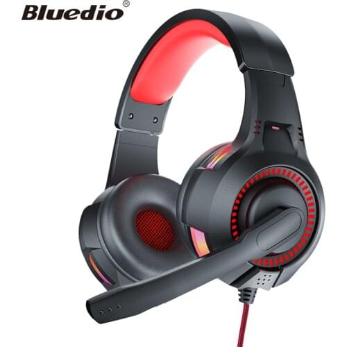 Bluedio D5 gaming headphone computer headset USB 3.5mm wired headphone on ear headphone with mic LED light for gamer PC laptop
