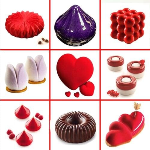 SJ Silicone Mold Mousse Cake Mold Silicone Lace Heart Bakeware Mould 3D Crafts Baking For Cakes#TT