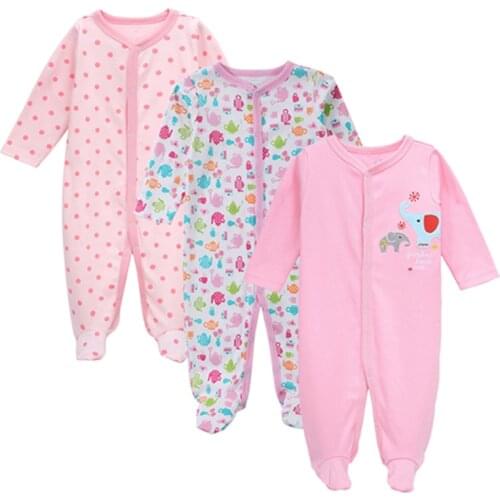 3pcs/set Baby Girls Footies Newborn Clothes long Sleeved 100%cotton cartoon Infant Clothing 0-12months AGLDI