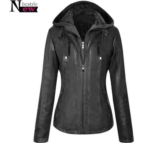 Bright Black PU Leather Jacket Women Fashion Motorcycle Coat Short Faux Leather Biker Jacket Women Jacket Female chaqueta mujer