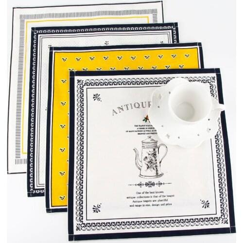 4PCS/Lot 31x35cm linen Cloth placemat heat insulation mat dining table mat kids table Napkin fabric flower print placemats