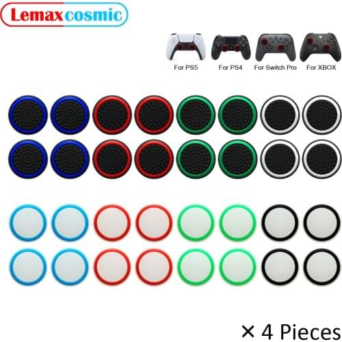4 Piece Joystick Cap Soft Silicone Thumbstick Grips For Sony Playstation DualSense Dualshock 4 5 PS4 PS5 For Nintendo Switch Pro