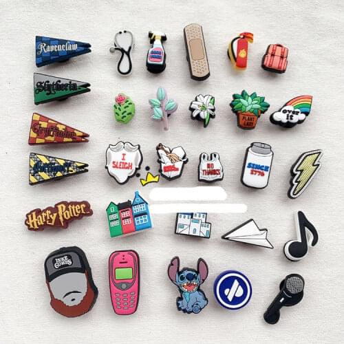 Geniune Cute Shoe Charms Accessories Cartoon Doctor Pot Plant Note Flash Shoes Buckle Decorations for Sandals Charms Kids Gift