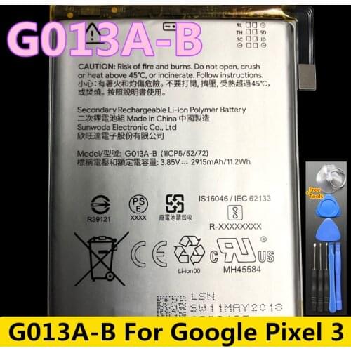 Runboss Original Quality Battery G013A-B for Google Pixel 3 2915mAh With Tools