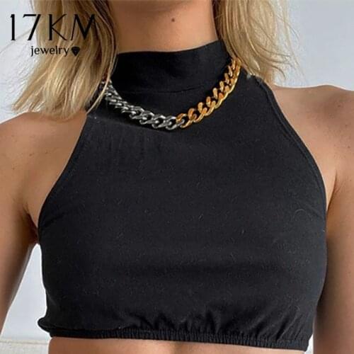 17KM Gold Silver Color Asymmetric Chain Choker Necklace For Women Mixed Thick Chain Link Choker Necklaces Jewelry Gift