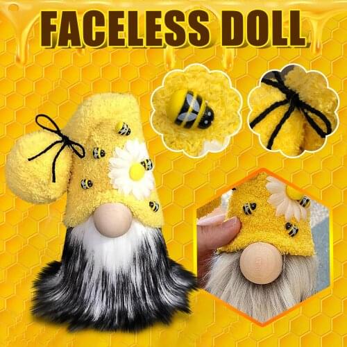 Bee Day Creative Faceless Bee Dwarf Doll Home Farm Kitchen Decor Ornaments Bee Striped Gnome Honey Bee Elf Festival Decor