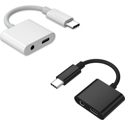 Hot 2 In 1 Usb Type C To 3.5Mm Headphone Jack Adapter For Ipad Pro Huawei P20 Pro Aux Audio Charger Splitter For Htc Google Pixe