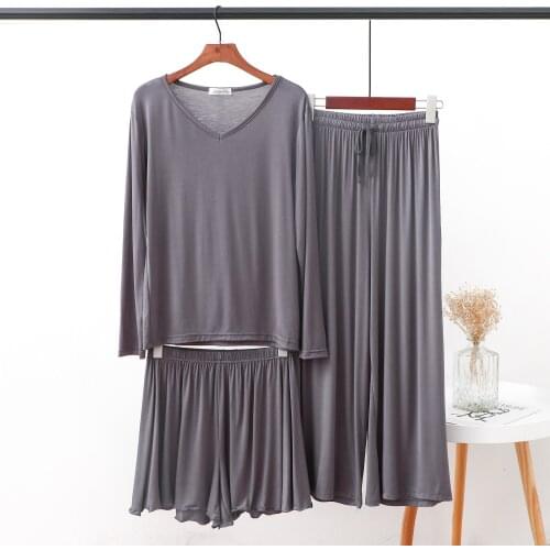 LONG-SLEEVED HOUSE PANTS SUIT THREE-PIECE FAIRY SPRING, SUMMER AND AUTUMN CASUAL THIN CLOTHES FEMALE LOOSE AND THIN LAZY HOME SE