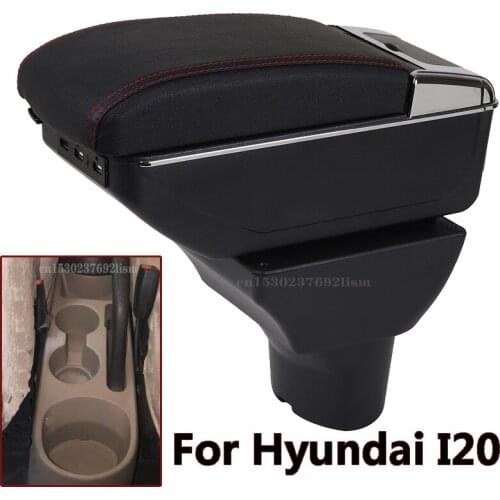 For Hyundai i20 car armrest leather arm rest usb storage box ABS center console accessories interior parts automobile 2011
