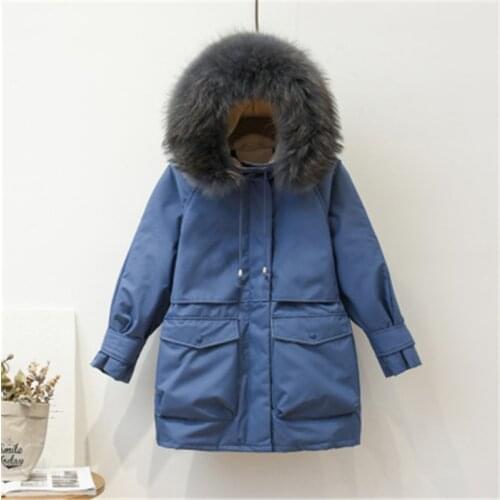 Feather Parka Mujer 2020 Winter Thick Down Jacket Women Real Fox Fur Hood White Duck Down Coat Puffer Jacket 972