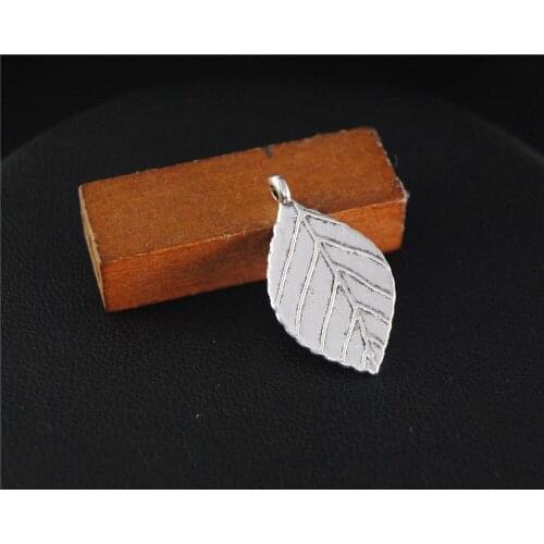30pcs Silver Color Metal Leaf Charm Pendant DIY Necklace Bracelet Bangle Findings 25X14mm A2128