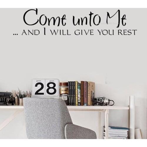 Bible Verse Wall Sticker Come Unto Me and i will give you rest Quotes Art Decals Bedroom Living Room Home church prayer DG186