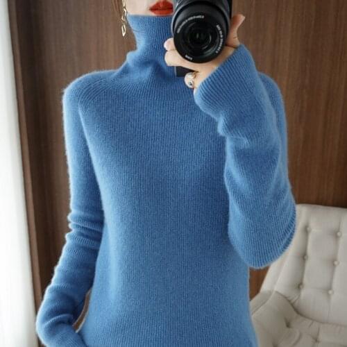 Women Pullovers 100% Pure Wool Sweater Winter New Arrival Turtleneck Jumper Woman Thicken Warm Knitwear Girl Clothes Lady Tops