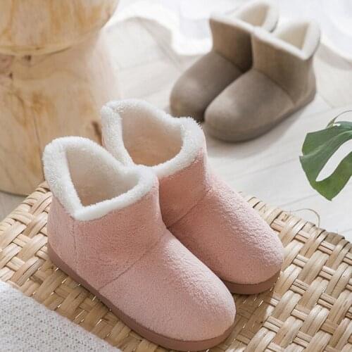 Women Winter Slippers High Top Home Faux Fur Slippers Couples Slip On Warm Plush House Shoes Men Women Indoor Outdoor Shoes