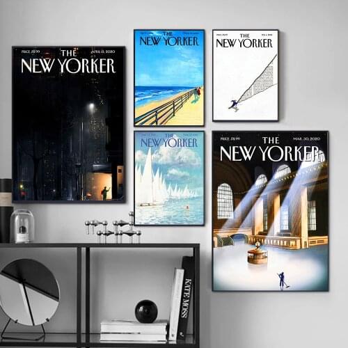 The New Yorker Magazine Canvas Prints Retro Posters and Prints Vintage Multipack Wall Art Pictures Living Room Decoration Poster